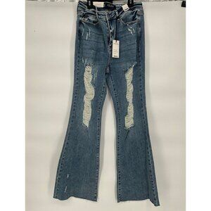 Judy Blue Womens High‎ Waist Flare Distressed Jeans Size 11/30